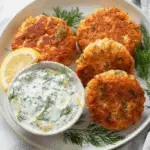 Golden Crispy Salmon Cakes with Zesty Lemon‑Dill Sauce