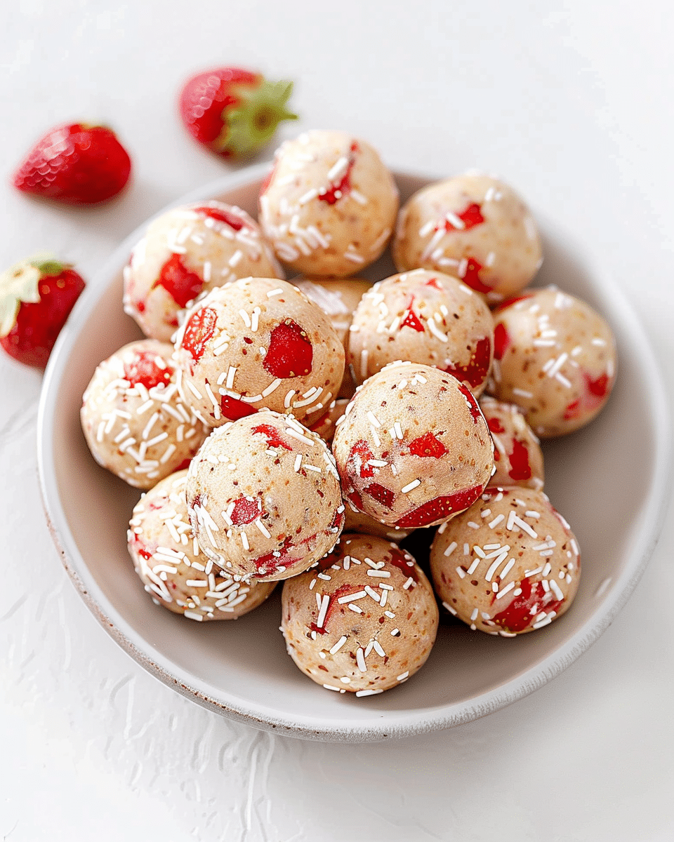 Healthy Strawberry Cheesecake Protein Balls