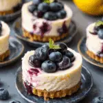 Juicy Mini Lemon Blueberry Cheesecakes