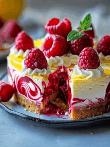 Luscious Lemon & Raspberry Swirl Cheesecake