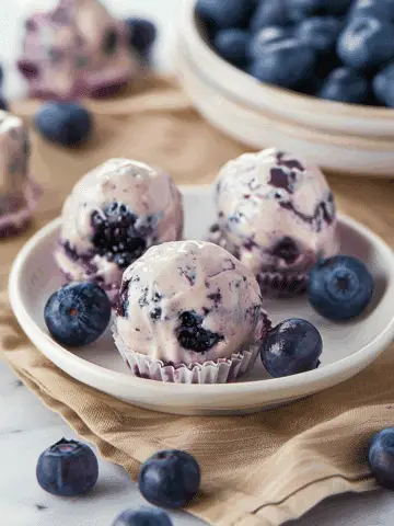 No-Bake Blueberry Cheesecake Protein Bites
