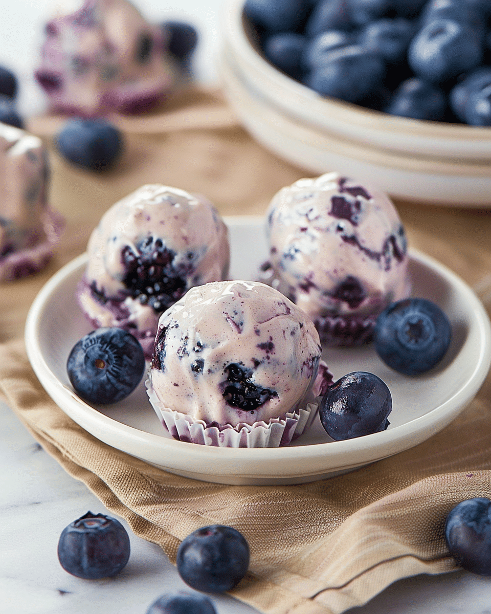 No-Bake Blueberry Cheesecake Protein Bites