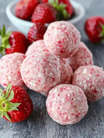 No-Bake Strawberry Cheesecake Protein Balls