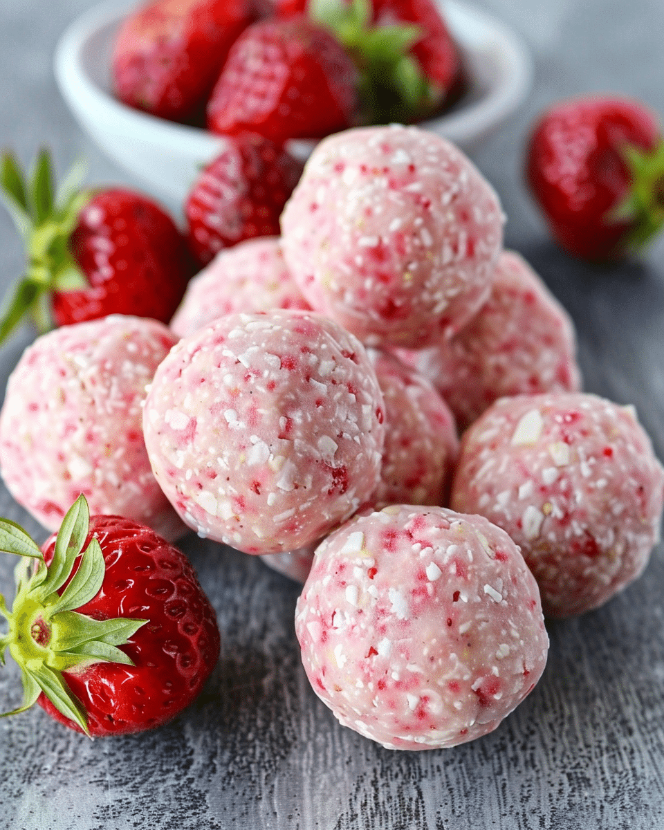 No-Bake Strawberry Cheesecake Protein Balls