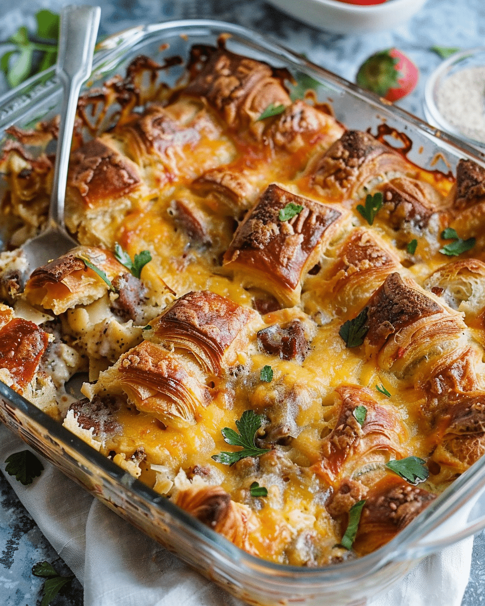 Overnight Croissant Breakfast Casserole
