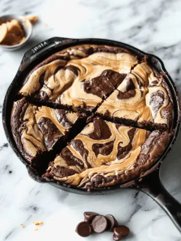 Peanut Butter Swirl Brownie Skillet