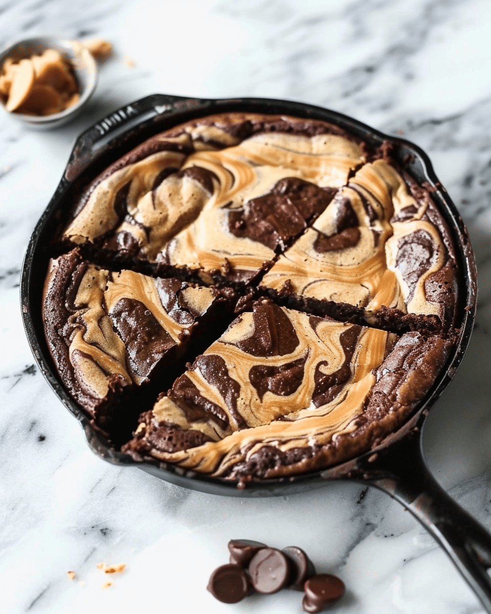 Peanut Butter Swirl Brownie Skillet