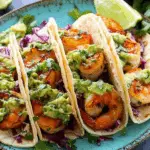 Spicy Shrimp Tacos with Avocado Salsa & Cilantro Sauce