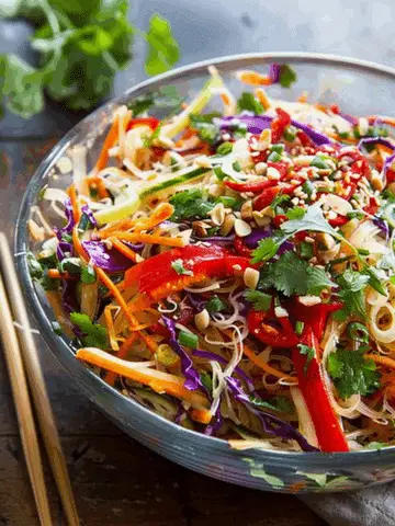 Spring Roll Salad with Spicy Ginger Dressing