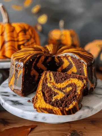Vegan Pumpkin Marble Cake