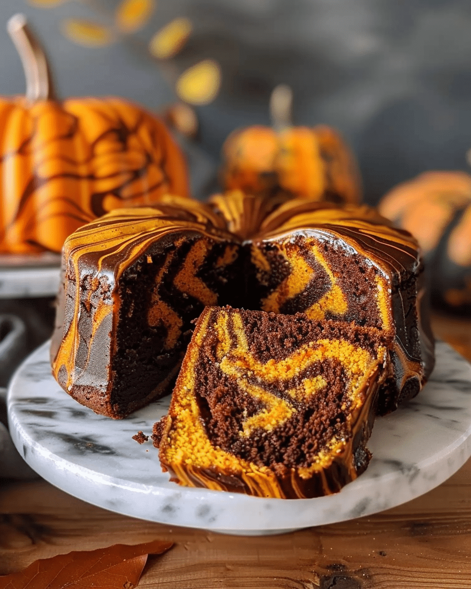 Vegan Pumpkin Marble Cake