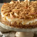 Apple Crisp Cheesecake with Cinnamon Apples & Oatmeal Crumble