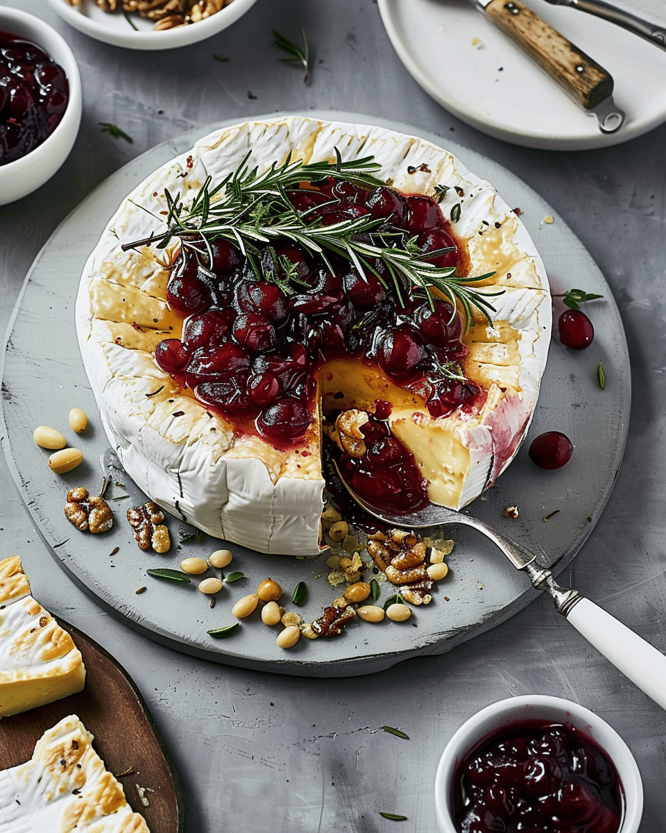Baked Brie with Cranberry Sauce