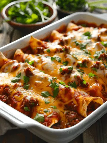 Cheesy Beef Pizza Enchiladas