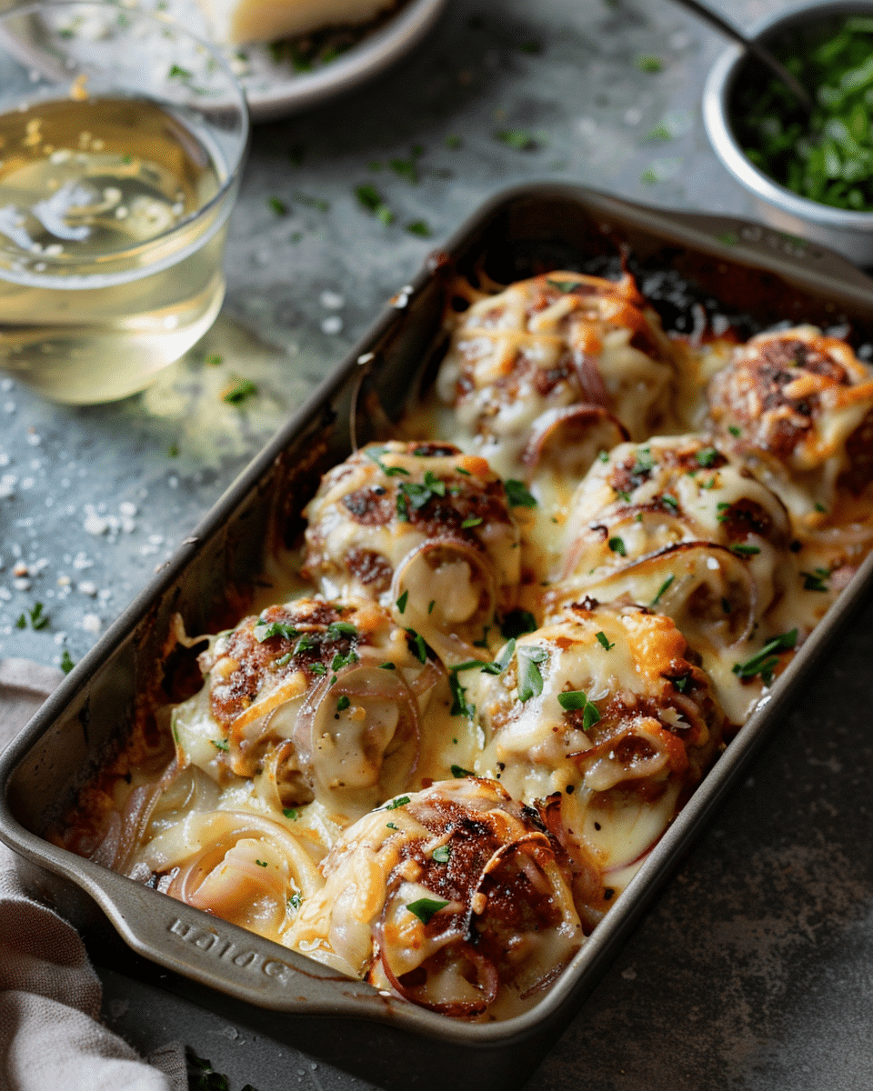Cheesy French Onion Meatballs