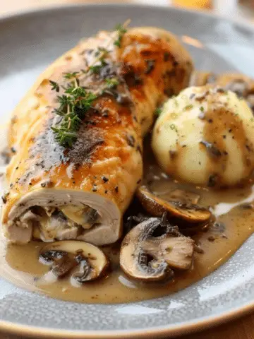 Chicken Ballotine with Mushroom Sauce