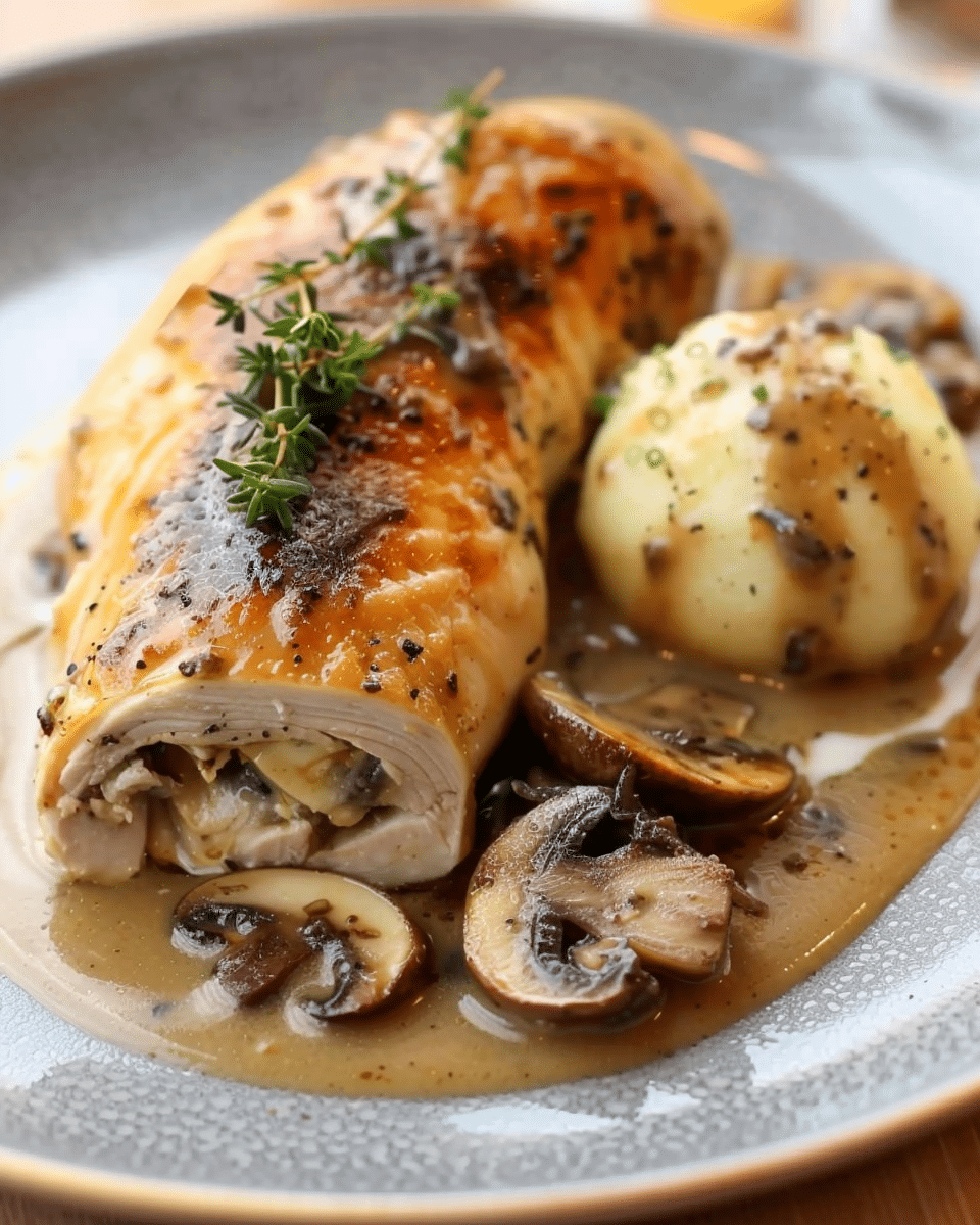 Chicken Ballotine with Mushroom Sauce