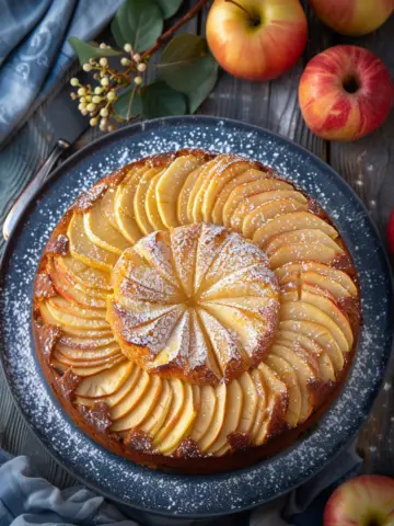 Classic French Apple Cake with Rum and Vanilla