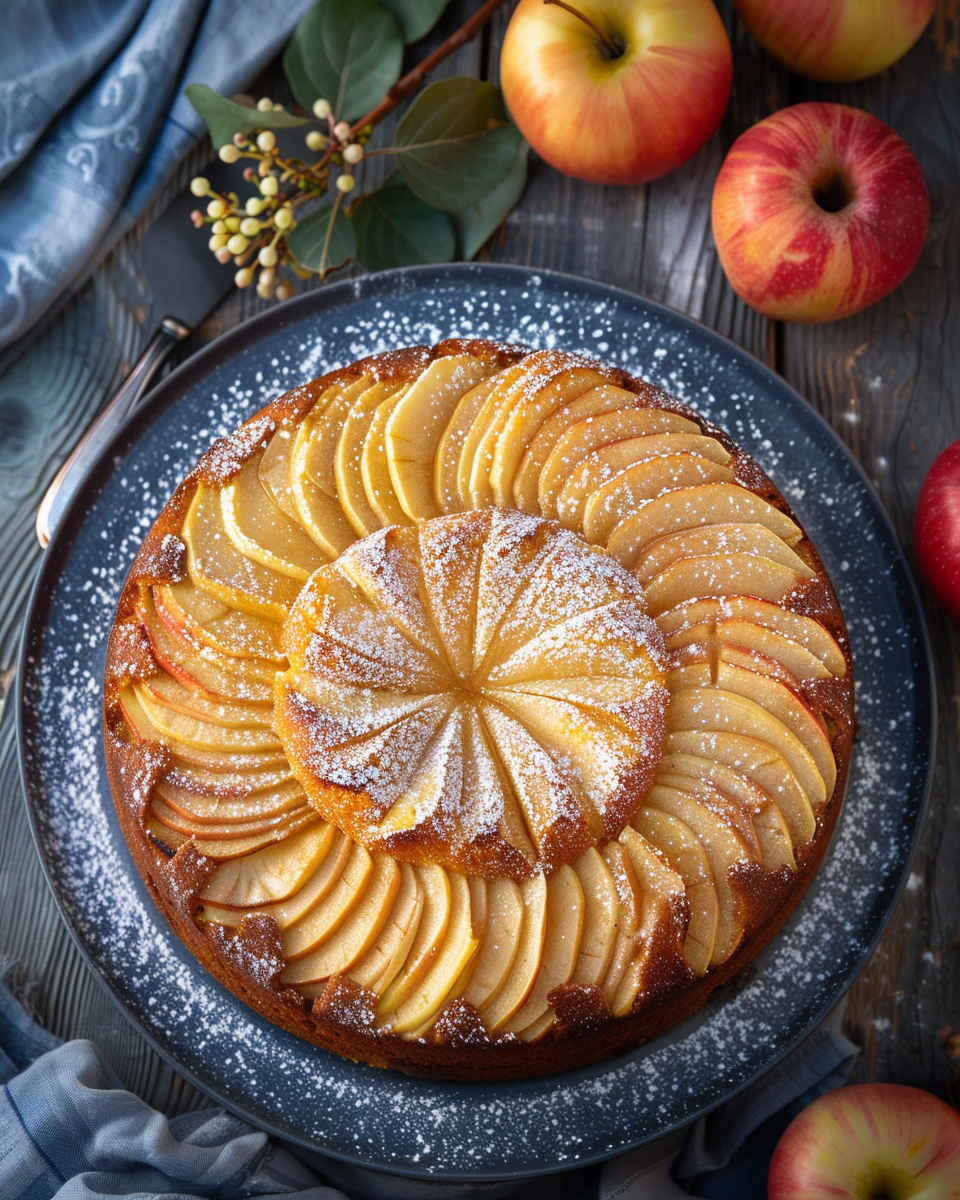 Classic French Apple Cake with Rum and Vanilla