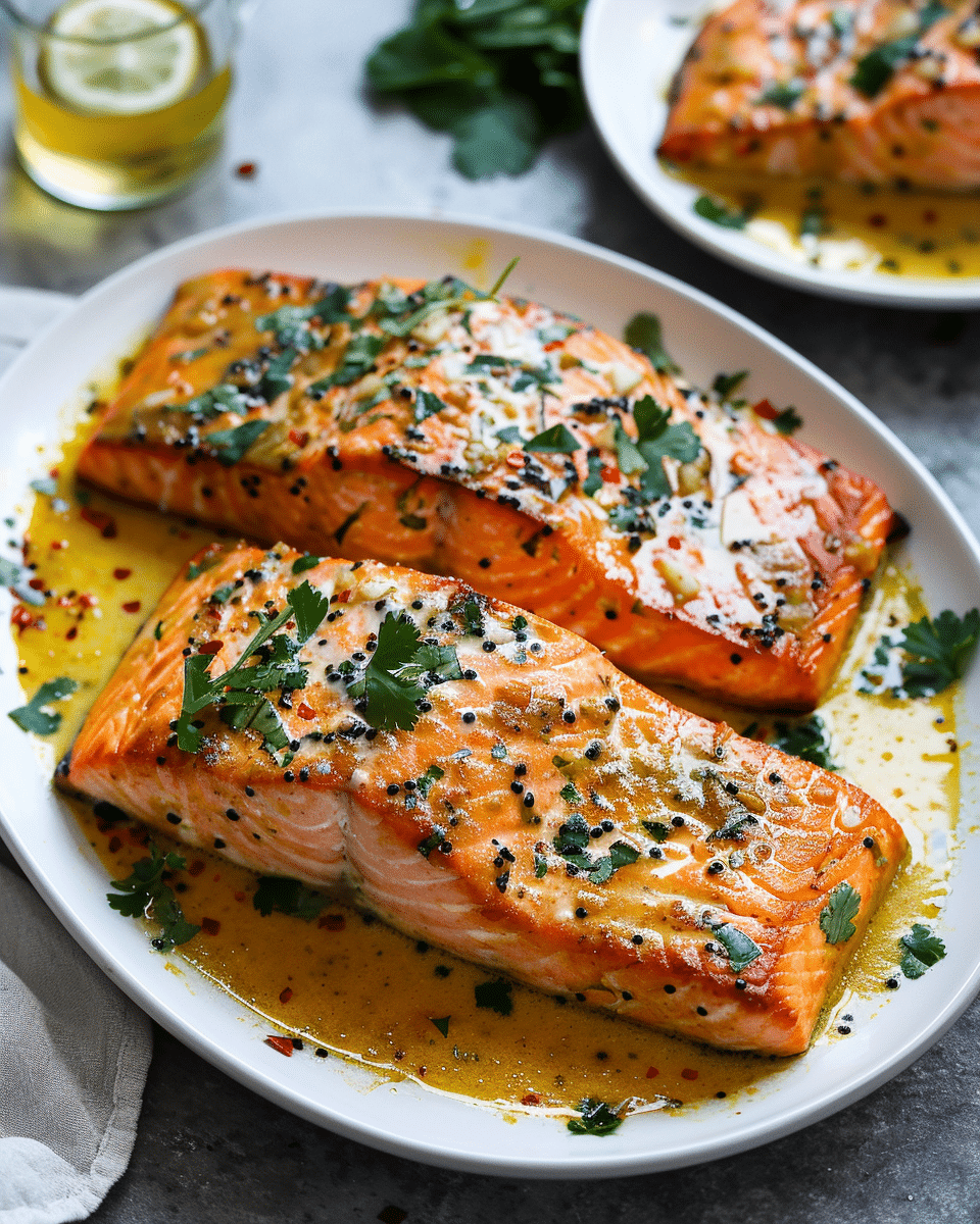 Coconut Curry Salmon with Garlic Butter