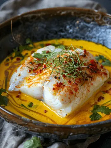 Coconut Saffron Poached Fish