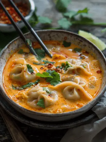 Creamy Thai Red Curry Dumpling Soup