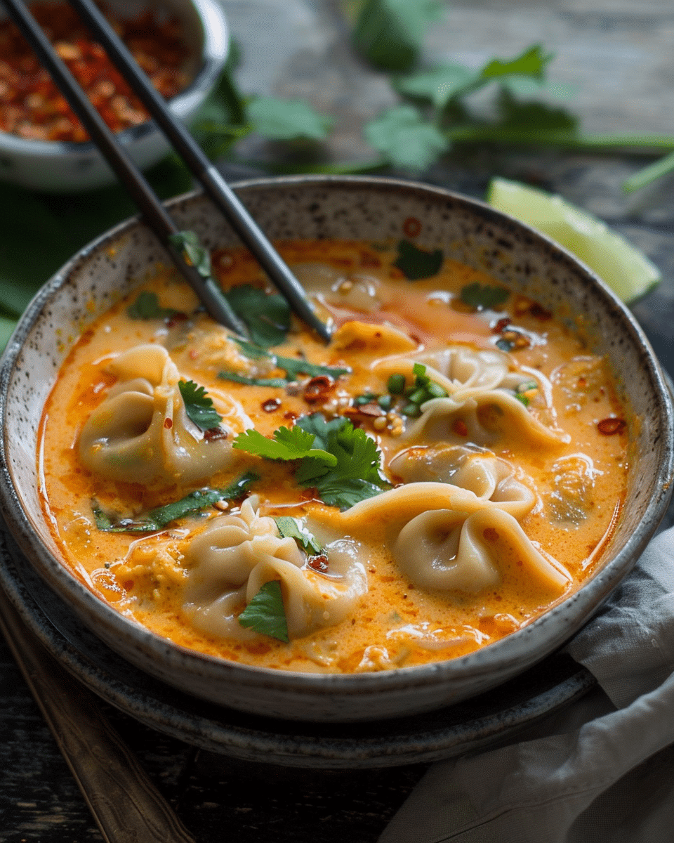 Creamy Thai Red Curry Dumpling Soup