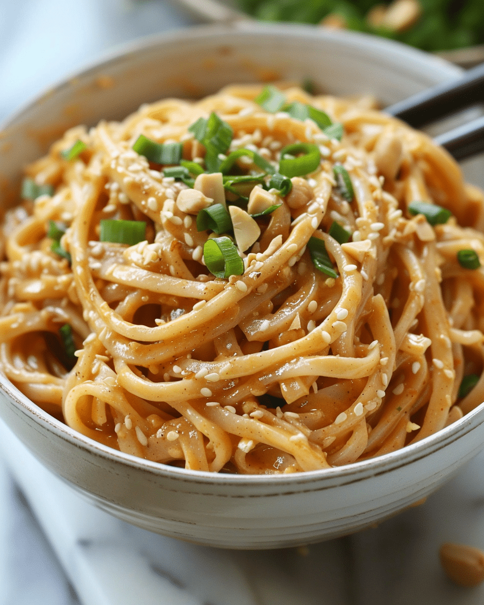 Dan Dan Style Szechuan Noodles with Creamy Peanut Sauce