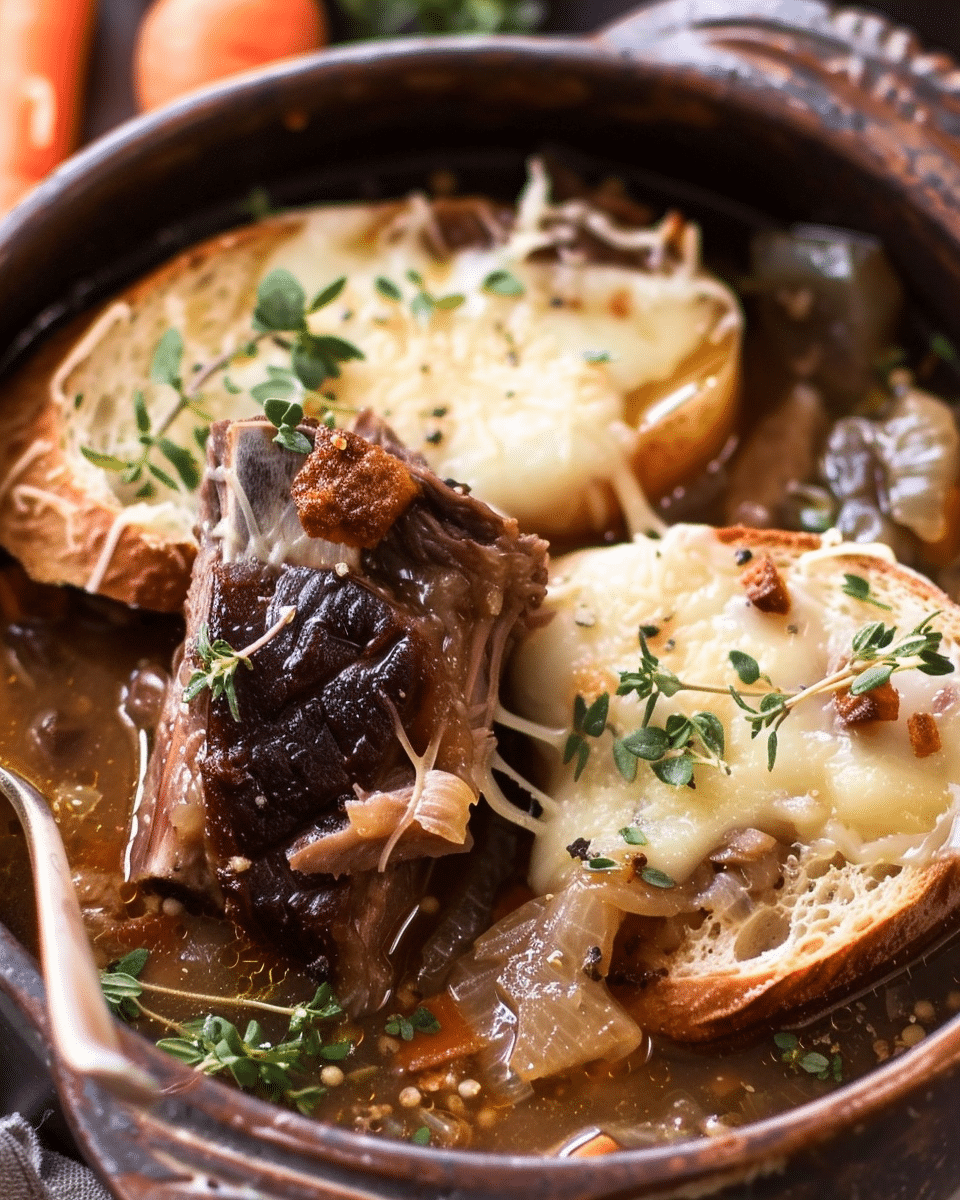 French Onion Short Rib Soup with Gruyère Toast