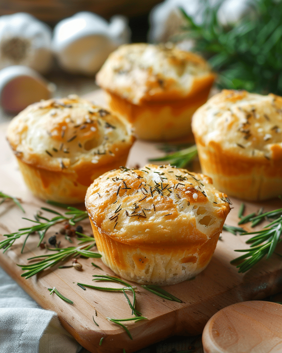 Garlic Rosemary Focaccia Muffins