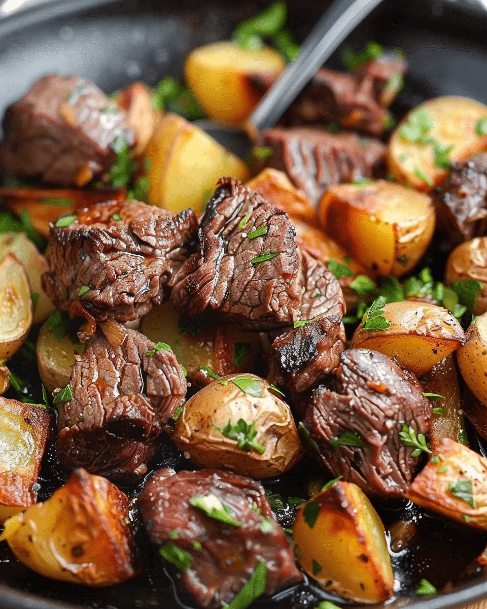 Garlic Steak Bites and Potatoes