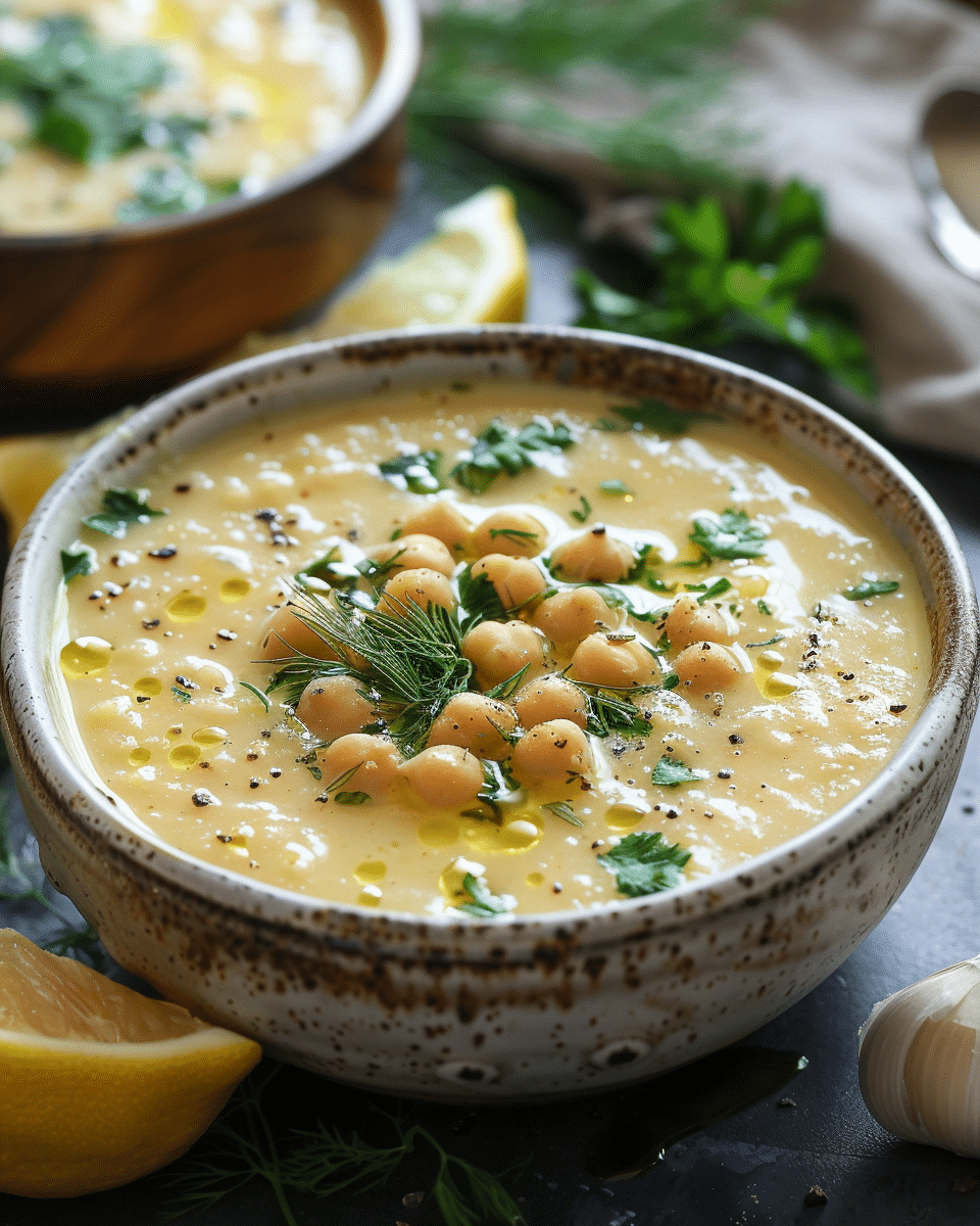 Lemon Greek Chickpea Soup (Revithia Avgolemono)