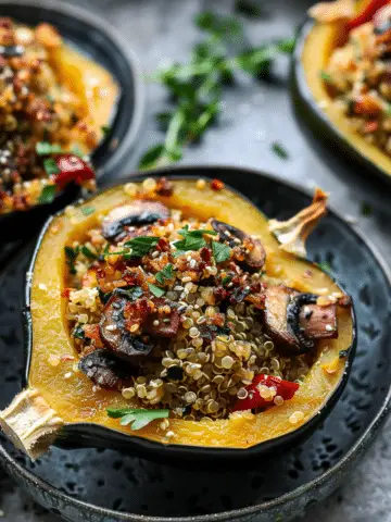 Mushroom Quinoa Stuffed Acorn Squash