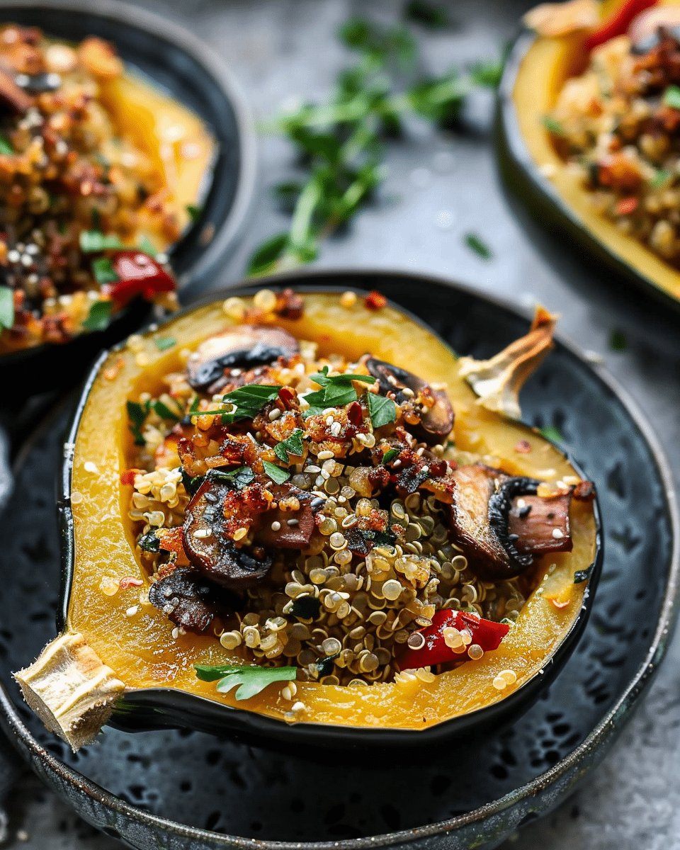 Mushroom Quinoa Stuffed Acorn Squash