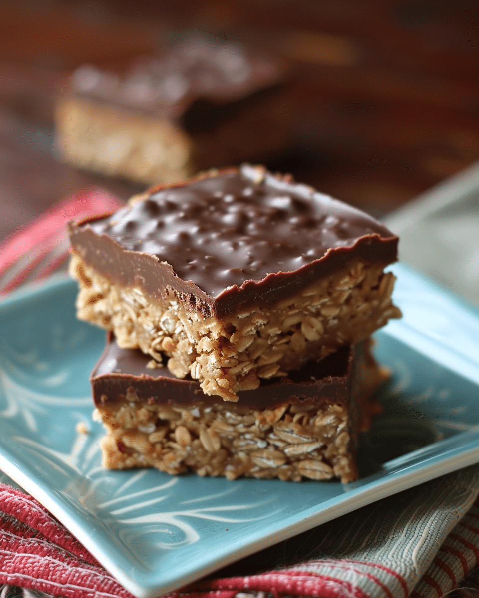 No-Bake Chocolate Peanut Butter Oat Bars