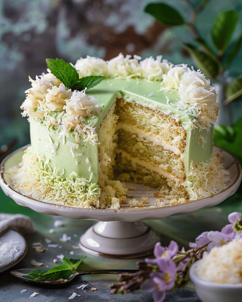 Pandan Coconut Cake