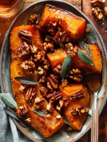 Roasted Butternut Squash with Candied Walnuts and Sage