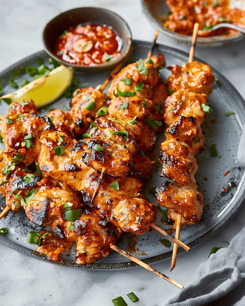Spicy Bang Bang Chicken Skewers