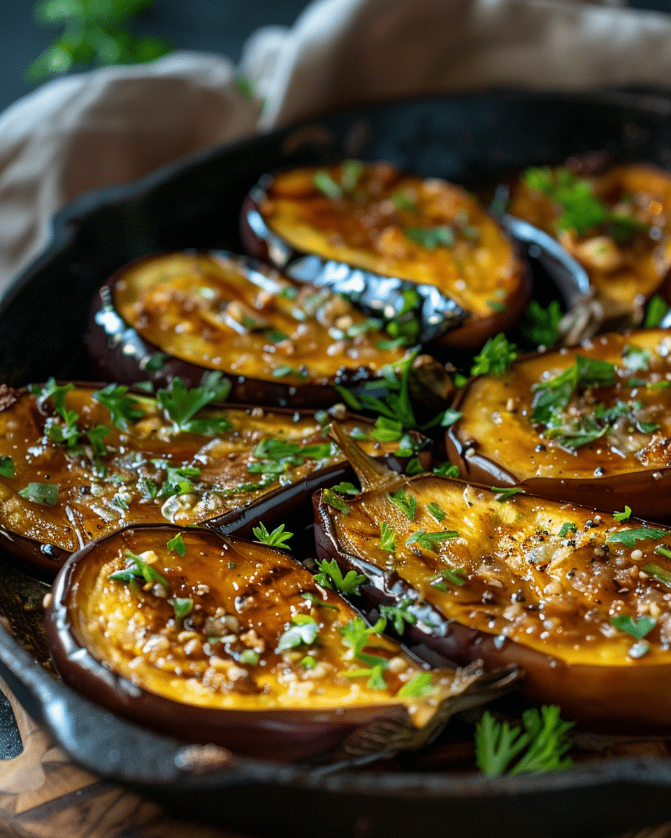 Sticky Garlic Eggplant