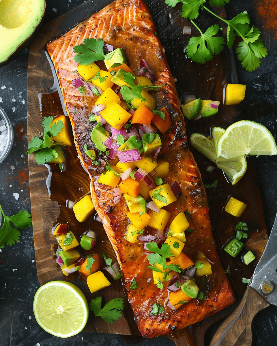 BBQ Salmon with Mango Avocado Salsa
