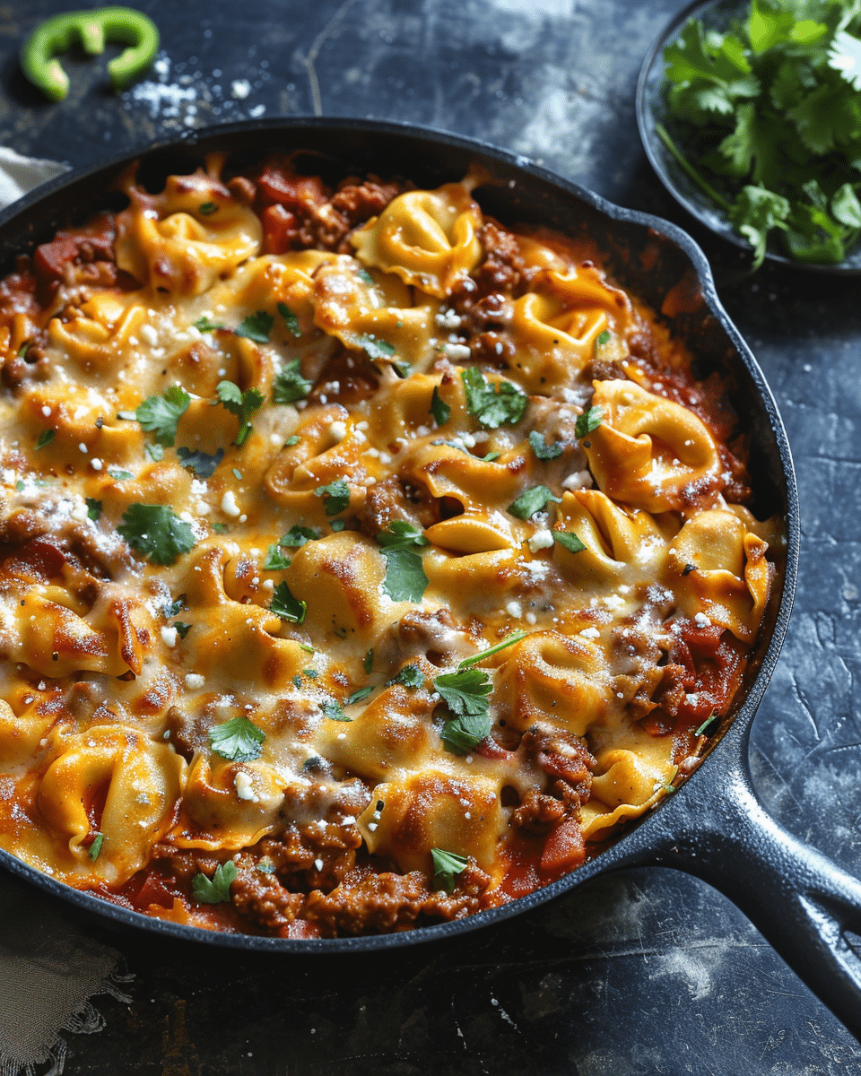 Beef Enchilada Tortellini Skillet