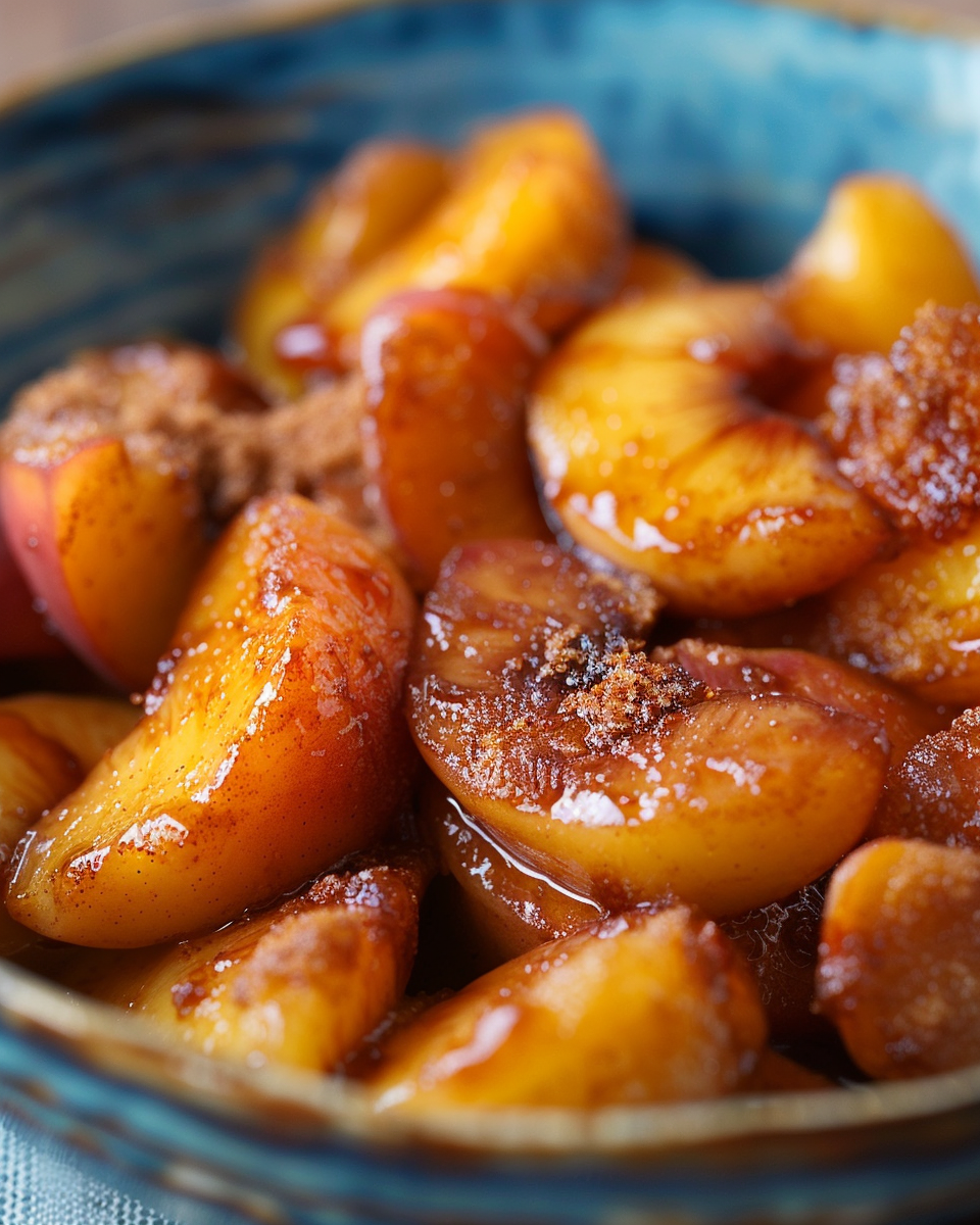 Caramelized Pan‑Fried Peaches with Cinnamon Sugar