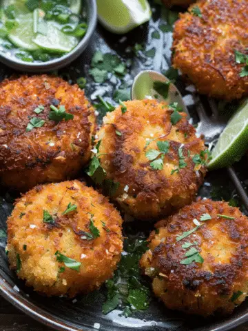 Caribbean Yucca Cakes with Garlic Lime Mojo