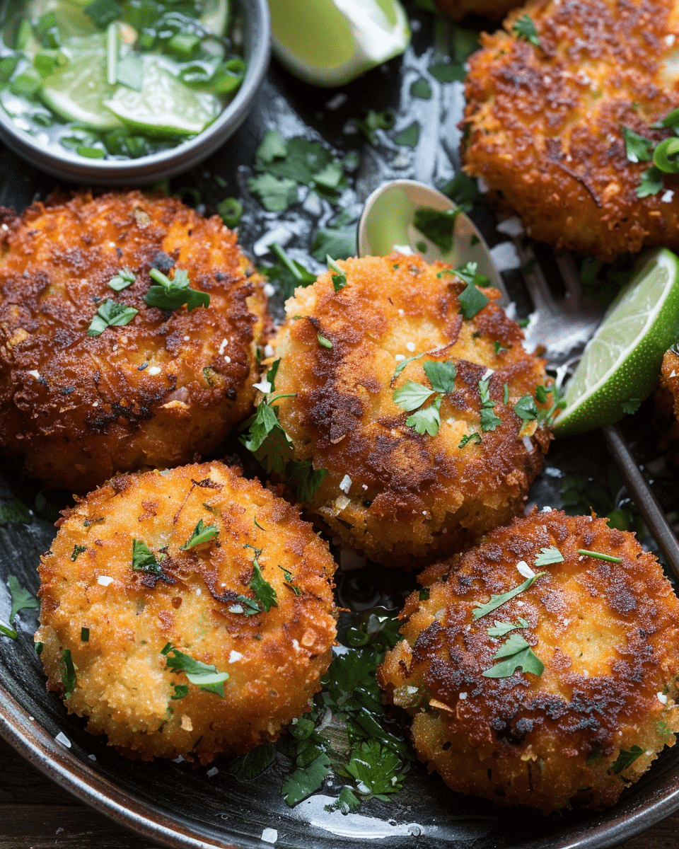 Caribbean Yucca Cakes with Garlic Lime Mojo