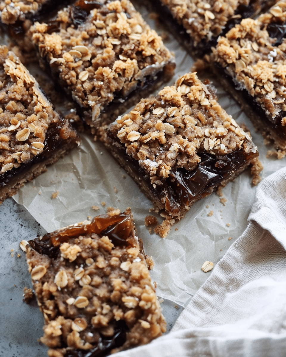 Chewy Vegan Date Squares with Oat Crumble