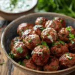Cranberry Meatballs with Sour Cream Herb Dip
