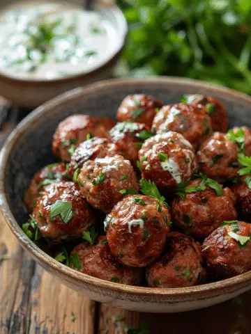 Cranberry Meatballs with Sour Cream Herb Dip