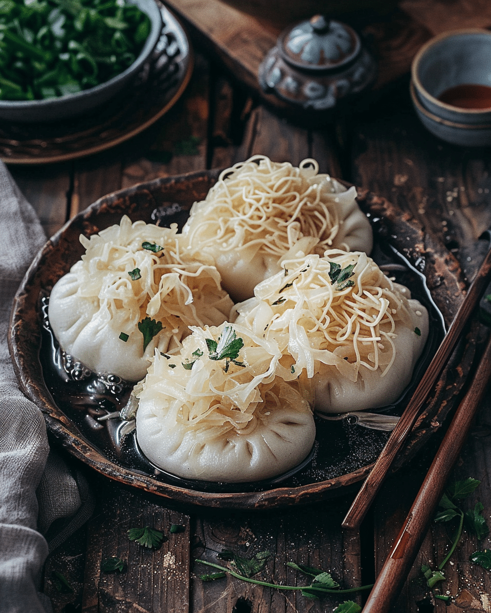 Crispy Pan‑Fried Cabbage & Noodle Buns