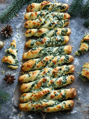 Festive Christmas Tree Spinach Dip Breadsticks