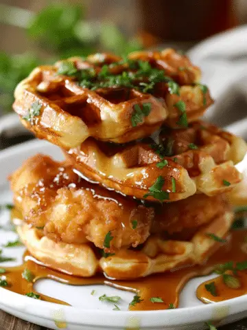 Mini Chicken & Waffle Bites with Hot Honey
